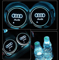 Porte-gobelet LED Audi 7 couleurs USB éclairage intérieur ABS étanche - installé sur véhicule - Becquet Voiture