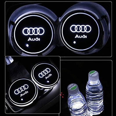 Porte-gobelet LED Audi 7 couleurs USB éclairage intérieur ABS étanche - vue arrière - Becquet Voiture