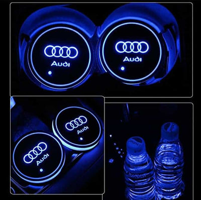 Porte-gobelet LED Audi 7 couleurs USB éclairage intérieur ABS étanche - vue de profil - Becquet Voiture