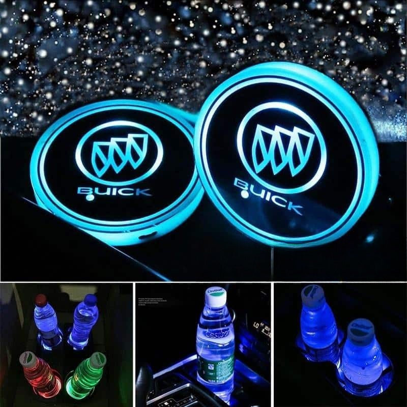 Porte-gobelet LED Buick 7 couleurs USB éclairage intérieur - vue de face - Becquet Voiture