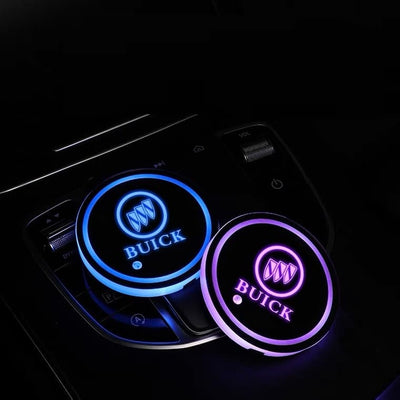 Porte-gobelet LED Buick 7 couleurs USB éclairage intérieur - vue de profil - Becquet Voiture