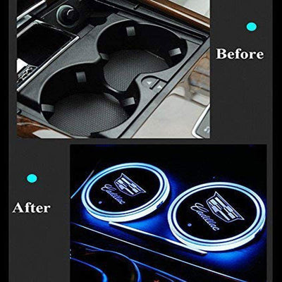 Porte-gobelet LED Cadillac 7 couleurs USB éclairage intérieur - vue arrière - Becquet Voiture