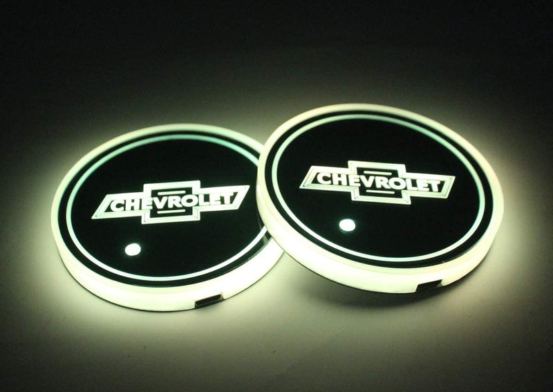 Porte-gobelet LED Chevrolet Chevy 7 couleurs USB éclairage intérieur - vue arrière - Becquet Voiture