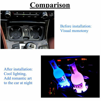 Porte-gobelet LED Fiat 7 couleurs USB IP67 éclairage intérieur - vue arrière - Becquet Voiture