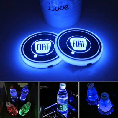 Porte-gobelet LED Fiat 7 couleurs USB IP67 éclairage intérieur - vue de face - Becquet Voiture