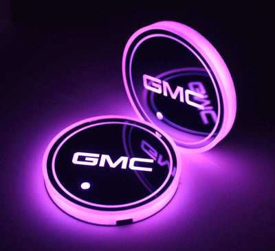 Porte-gobelet LED GMC 7 couleurs USB éclairage intérieur - vue de profil - Becquet Voiture