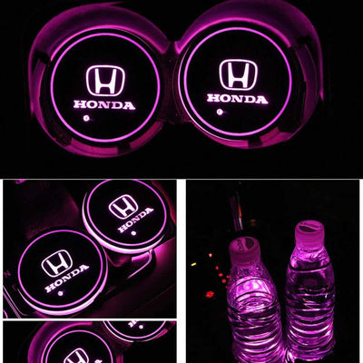 Porte-gobelet LED Honda 7 couleurs USB éclairage intérieur - vue de profil - Becquet Voiture