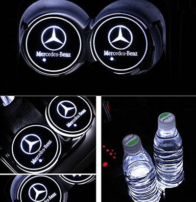 Porte-gobelet LED Mercedes Pack 2 RVB 7 couleurs USB - vue arrière - Becquet Voiture