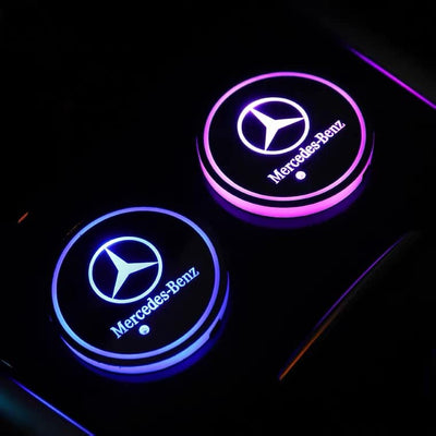 Porte-gobelet LED Mercedes Pack 2 RVB 7 couleurs USB - vue de profil - Becquet Voiture