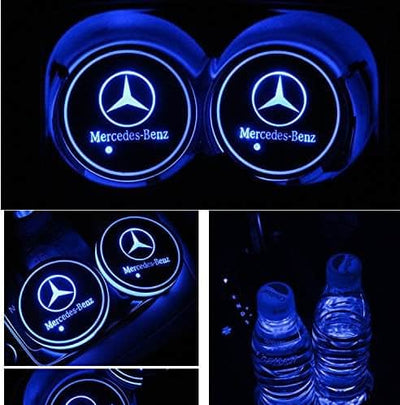 Porte-gobelet LED Mercedes Pack 2 RVB 7 couleurs USB - vue de trois-quarts - Becquet Voiture