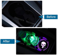 Porte-gobelet LED Skull tête de mort 7 couleurs USB éclairage voiture - vue arrière - Becquet Voiture