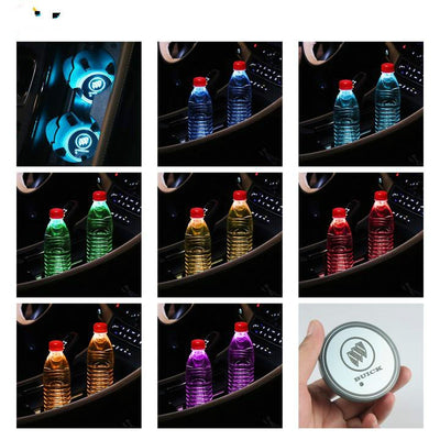 Porte-gobelet LED Tesla 7 couleurs USB éclairage intérieur capteur - vue de trois-quarts - Becquet Voiture