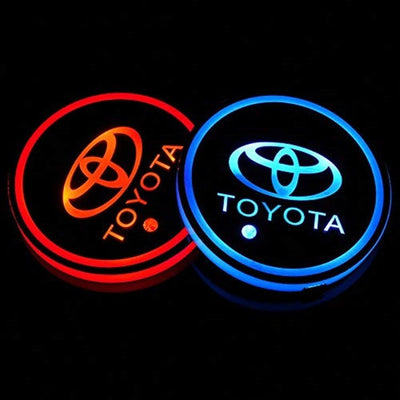 Porte-gobelet LED Toyota 7 couleurs USB éclairage intérieur - installé sur véhicule - Becquet Voiture