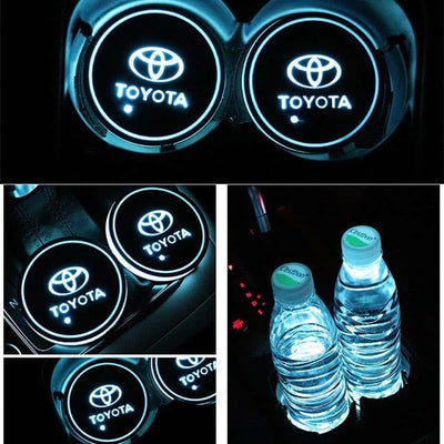 Porte-gobelet LED Toyota 7 couleurs USB éclairage intérieur - vue arrière - Becquet Voiture