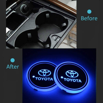 Porte-gobelet LED Toyota 7 couleurs USB éclairage intérieur - vue de profil - Becquet Voiture