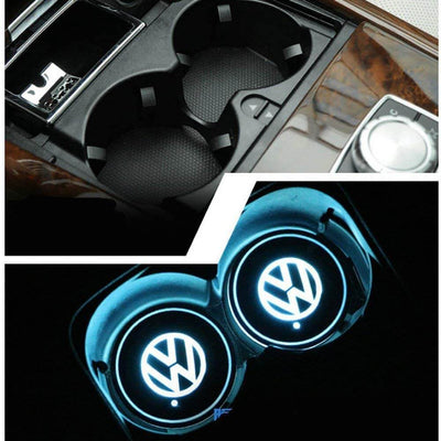 Porte-gobelet LED Volkswagen VW 7 couleurs USB éclairage intérieur - installé sur véhicule - Becquet Voiture