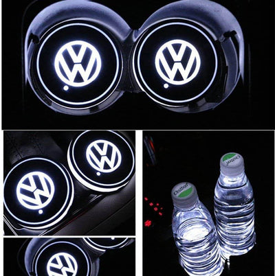 Porte-gobelet LED Volkswagen VW 7 couleurs USB éclairage intérieur - vue arrière - Becquet Voiture