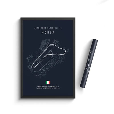 Poster toile circuits F1 fond noir Monaco Spa Le Mans - vue arrière 2 - Becquet Voiture