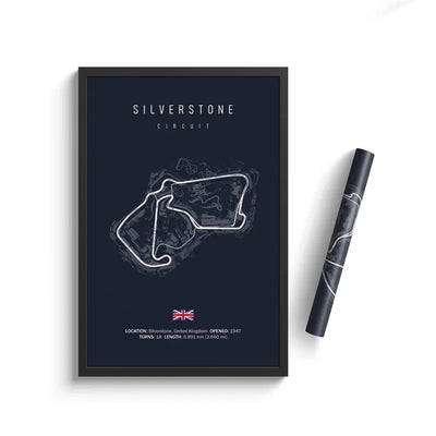 Poster toile circuits F1 fond noir Monaco Spa Le Mans - vue de trois-quarts 2 - Becquet Voiture