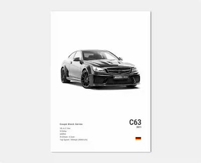 Poster toile Mercedes AMG 300 SL noir et blanc - installé sur véhicule 3 - Becquet Voiture