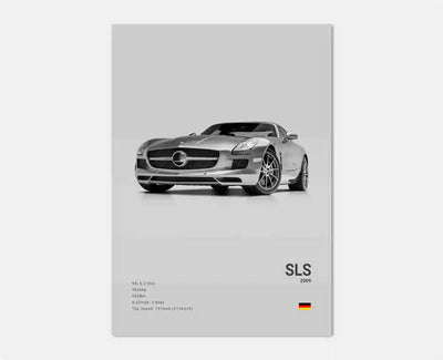 Poster toile Mercedes AMG 300 SL noir et blanc - installé sur véhicule 4 - Becquet Voiture