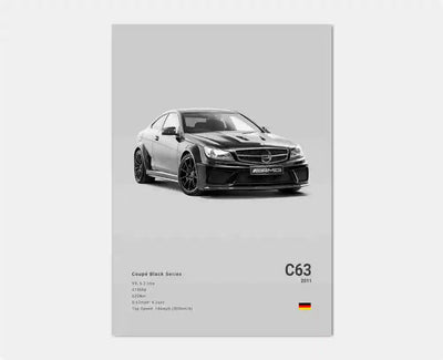 Poster toile Mercedes AMG 300 SL noir et blanc - packshot studio 3 - Becquet Voiture