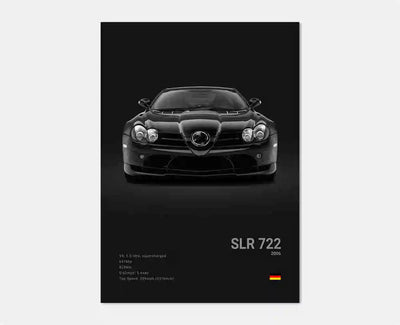 Poster toile Mercedes AMG 300 SL noir et blanc - vue arrière 4 - Becquet Voiture