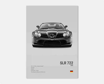 Poster toile Mercedes AMG 300 SL noir et blanc - vue de profil 4 - Becquet Voiture