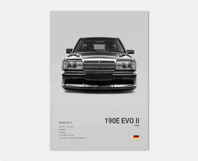 Poster toile Mercedes AMG 300 SL noir et blanc - vue de trois-quarts 2 - Becquet Voiture