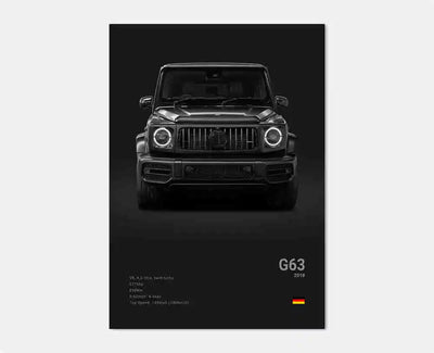 Poster toile Mercedes AMG 300 SL noir et blanc - vue de trois-quarts 3 - Becquet Voiture