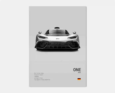 Poster toile Mercedes AMG 300 SL noir et blanc - vue rapprochée - Becquet Voiture