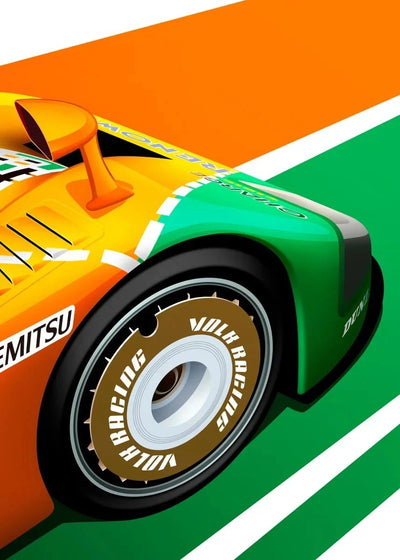 Poster toile vintage F1 24h du Mans Porsche Mazda McLaren - détail du montage - Becquet Voiture