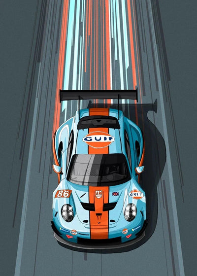 Poster toile vintage F1 24h du Mans Porsche Mazda McLaren - installé sur véhicule - Becquet Voiture