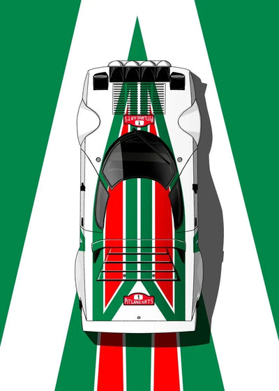 Poster toile vintage F1 24h du Mans Porsche Mazda McLaren - packshot studio - Becquet Voiture