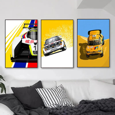 Poster toile vintage F1 24h du Mans Porsche Mazda McLaren - vue arrière - Becquet Voiture