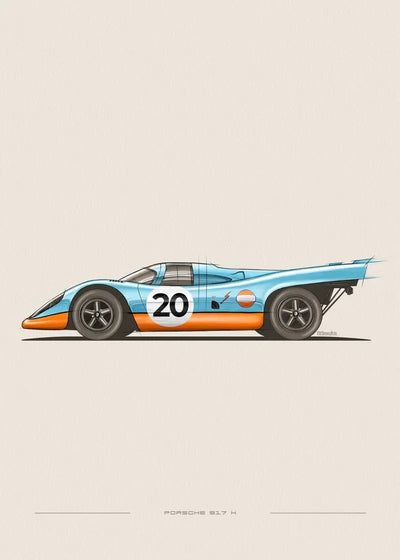 Poster toile vintage F1 24h du Mans Porsche Mazda McLaren - vue de dessus 2 - Becquet Voiture