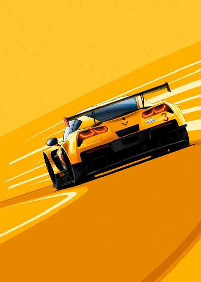 Poster toile vintage F1 24h du Mans Porsche Mazda McLaren - vue de dessus - Becquet Voiture