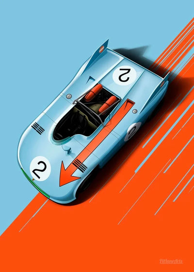Poster toile vintage F1 24h du Mans Porsche Mazda McLaren - vue de face 2 - Becquet Voiture