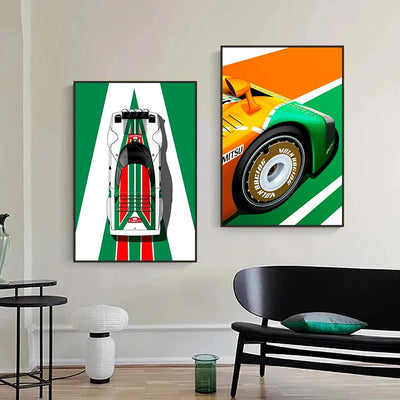 Poster toile vintage F1 24h du Mans Porsche Mazda McLaren - vue de trois-quarts - Becquet Voiture