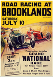 Poster vintage Circuit Brooklands voiture course toile