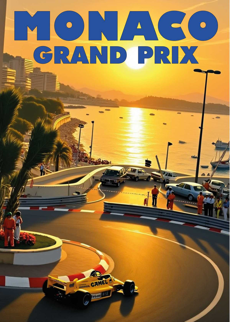 Vintage Formel 1 Monaco Poster 80er Jahre Retro-Wandposter - Vorderansicht - Becquet Voiture