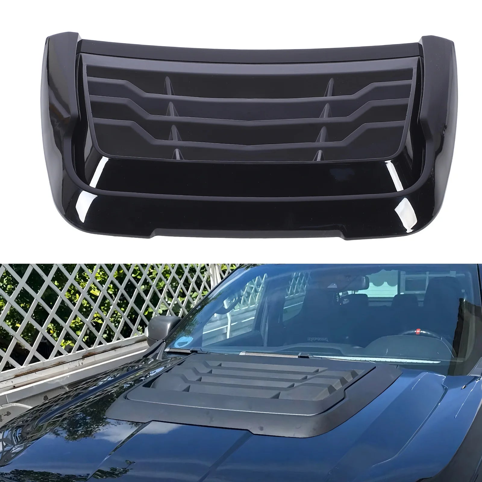 Prise d'Air de Capot Ford Ranger 2015-2022 Noir Brillant - vue de face - Becquet Voiture