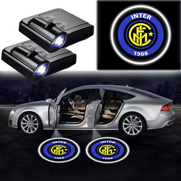 Projecteur de Porte LED Inter Milan - Pack 2 Logo Projetés - vue de face - Becquet Voiture