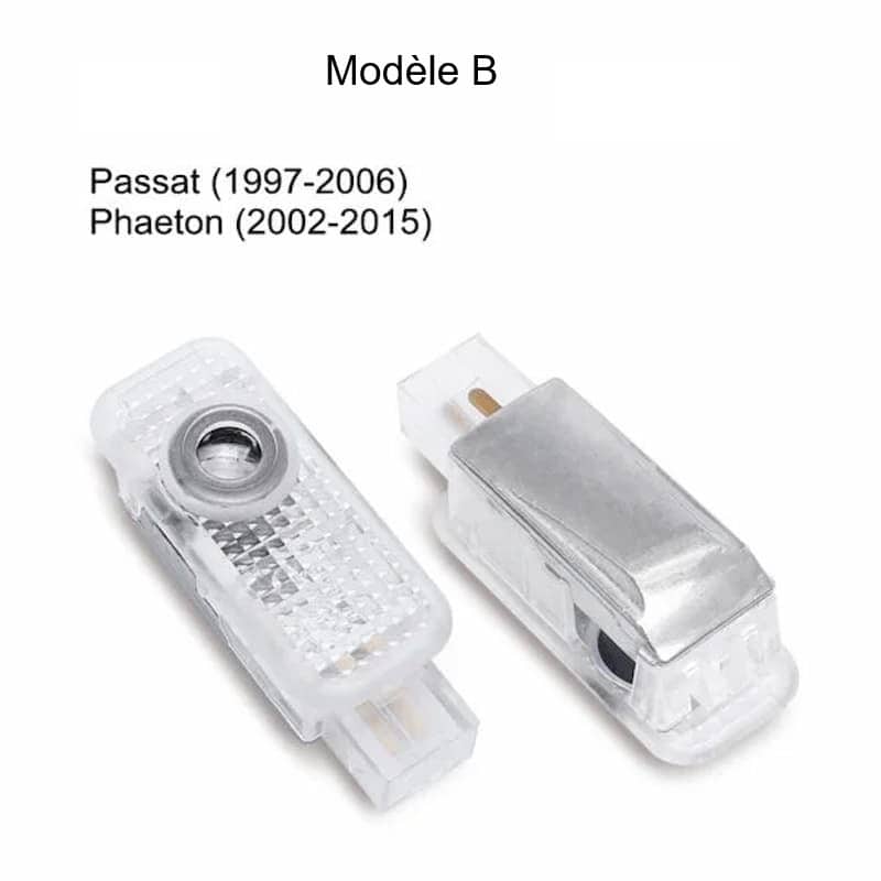 Projecteur LED de logo pour portière Volkswagen compatible Golf Passat - détail du montage - Becquet Voiture