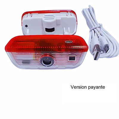 Projecteur LED de logo pour portière Volkswagen compatible Golf Passat - vue de profil 2 - Becquet Voiture