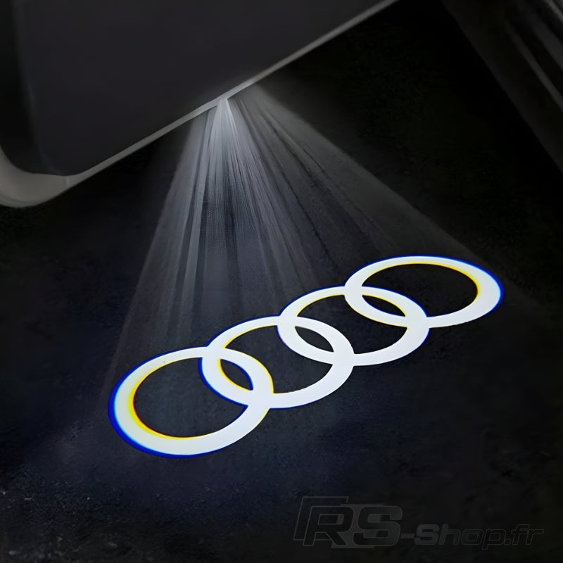 Projecteur LED Porte Logo Audi Éclairage Sol - vue de face - Becquet Voiture