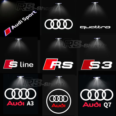 Projecteur LED Porte Logo Audi Éclairage Sol - vue rapprochée - Becquet Voiture