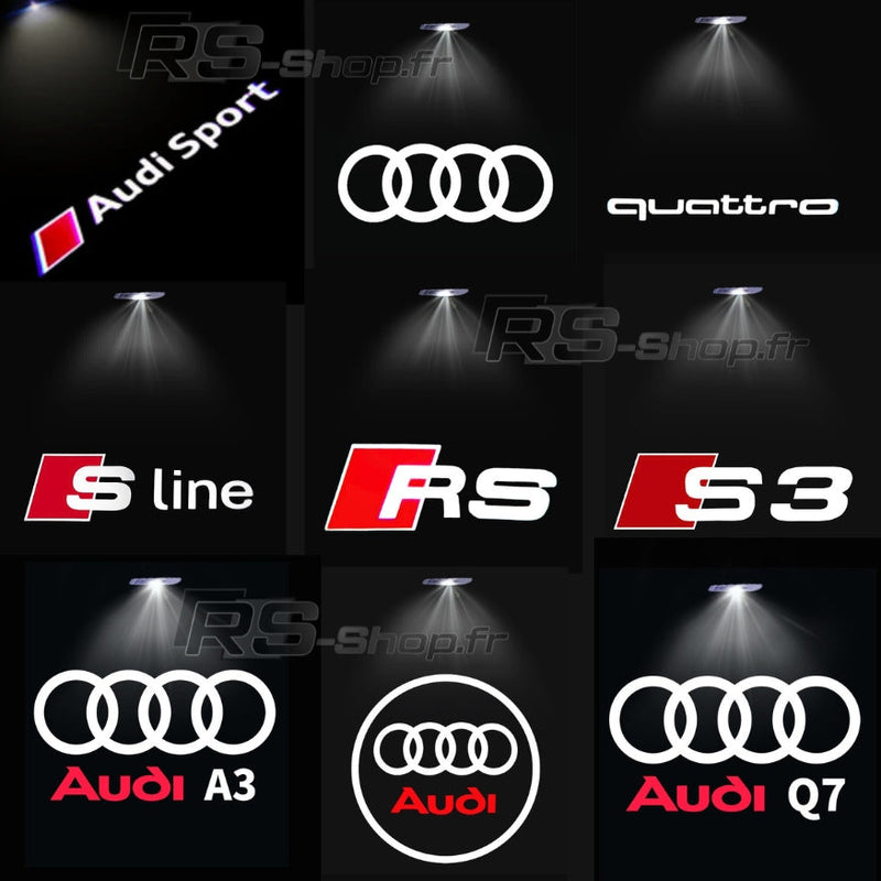 Projecteur LED Porte Logo Audi Éclairage Sol - vue rapprochée - Becquet Voiture