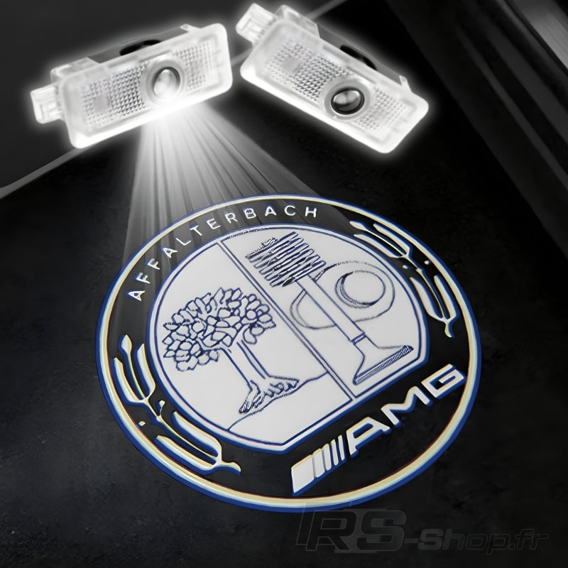 Projecteur LED Porte Logo Mercedes AMG - vue arrière 2 - Becquet Voiture