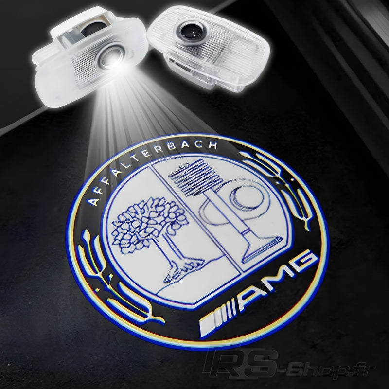 Projecteur LED Porte Logo Mercedes AMG - vue de trois-quarts 2 - Becquet Voiture